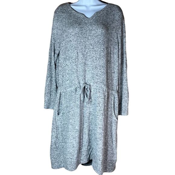 Soft Surroundings Easy Living drawstring waist gray sweater knit dress‎ - Picture 1 of 13